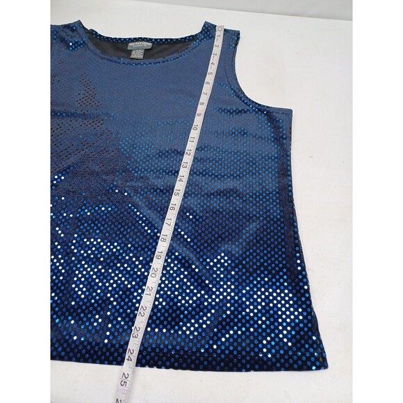 Notations sleeveless top blouse sequined embellished black blue shimmer XL - Picture 8 of 10